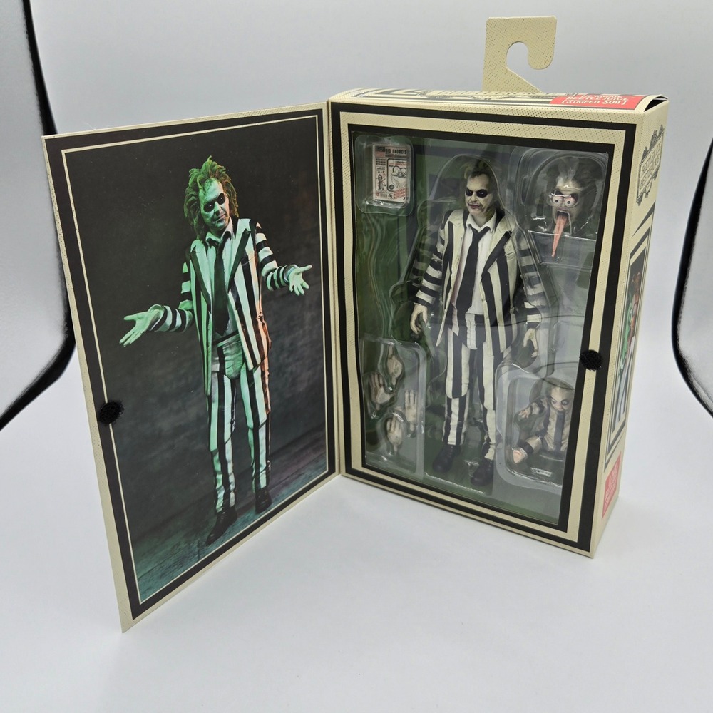 NECA Ultimate Beetlejuice Striped Suit Action Figure with Accessories New In Box
